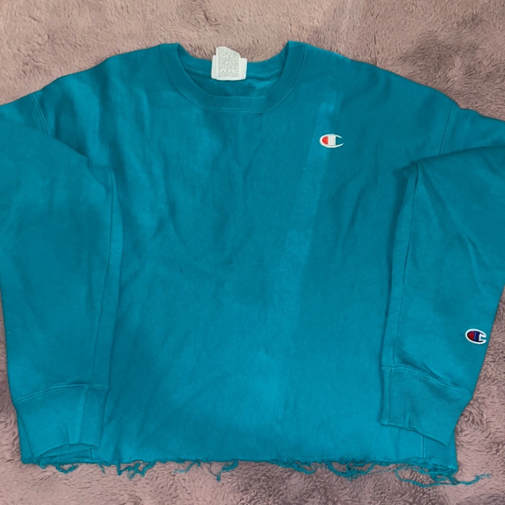 Cropped Champion sweatshirt, the bottom is distressed!